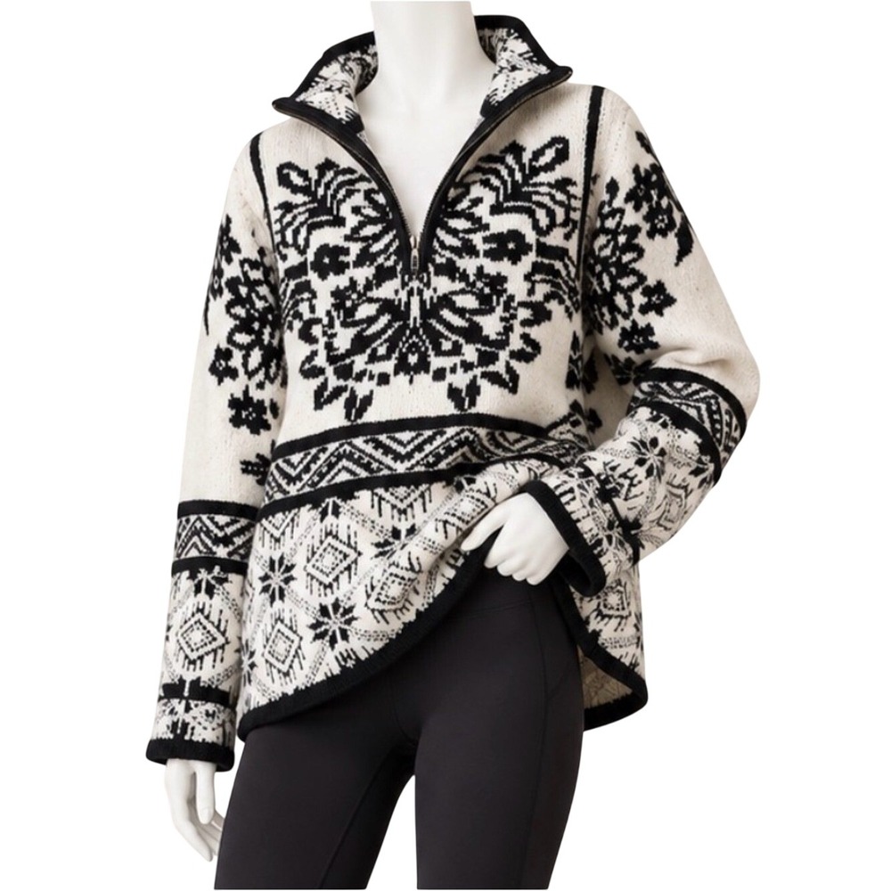 MOTH Anthropologie Wool Alpaca Blend Quarter Zip Cozy Nordic Sweater | Women's M